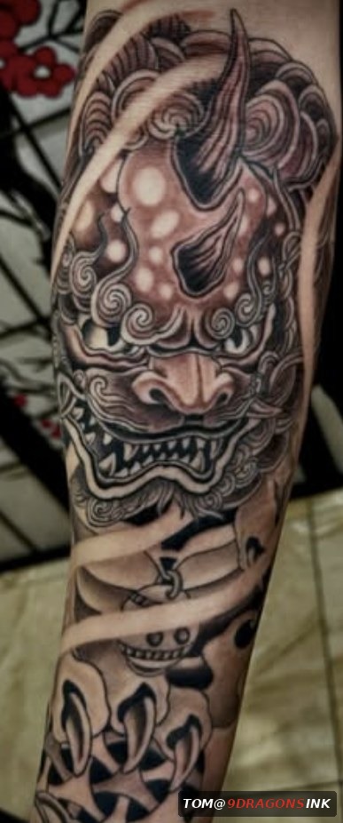 Foo Dog & Guardian Lion Tattoos by Tom at 9 Dragons Ink in San Jose