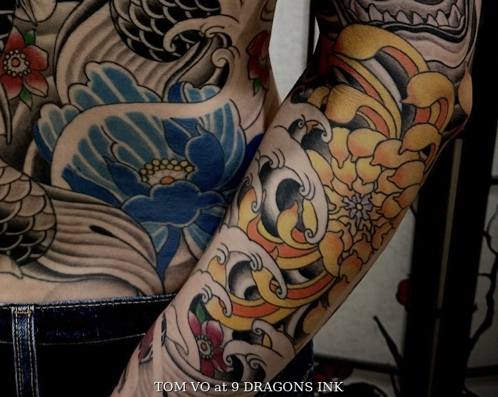 Floral tattoo by Tom Vo in San Jose