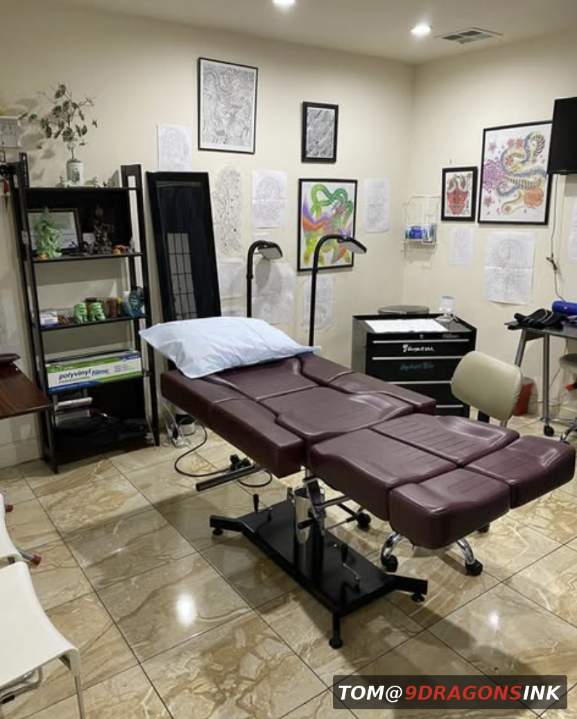 Private tattoo workspace at 9 Dragons Ink in San Jose California