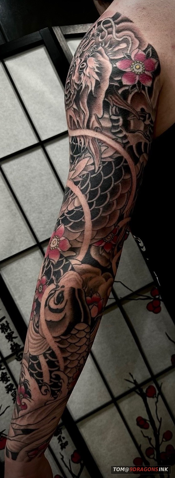 Hannya mask foot tattoo by Tom at 9 Dragons Ink